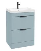 STOCKHOLM Floorstanding 60cm Two Drawer Unit Matt Morning Sky Blue &amp; Handles image