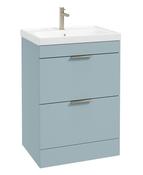 STOCKHOLM Floorstanding 60cm Two Drawer Unit Matt Morning Sky Blue &amp; Handles image