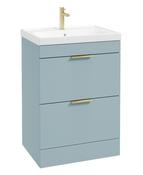 STOCKHOLM Floorstanding 60cm Two Drawer Unit Matt Morning Sky Blue &amp; Handles image