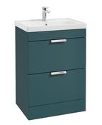 STOCKHOLM Floorstanding 60cm Two Drawer Unit Matt Ocean Blue &amp; Handles image
