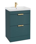 STOCKHOLM Floorstanding 60cm Two Drawer Unit Matt Ocean Blue &amp; Handles image