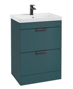 STOCKHOLM Floorstanding 60cm Two Drawer Unit Matt Ocean Blue &amp; Handles image