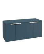 STOCKHOLM Wall Hung 120cm Four Door Countertop Unit Matt Ocean Blue &amp; Handle image