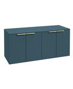 STOCKHOLM Wall Hung 120cm Four Door Countertop Unit Matt Ocean Blue &amp; Handle image