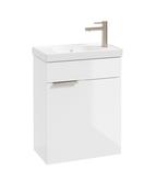 STOCKHOLM Wall Hung 50cm Single Door Cloakroom Unit Matt Gloss White &amp; Brushed Handle image