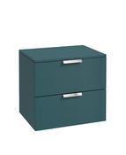 STOCKHOLM Wall Hung 60cm Two Drawer Countertop Unit Matt Ocean Blue &amp; Handles image