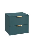 STOCKHOLM Wall Hung 60cm Two Drawer Countertop Unit Matt Ocean Blue &amp; Handles image