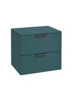 STOCKHOLM Wall Hung 60cm Two Drawer Countertop Unit Matt Ocean Blue &amp; Handles image