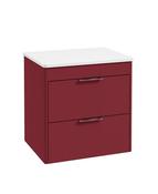 REED Wall Hung 60cm Two Drawer Countertop Vanity Unit Ruby Fern &amp; Handles image