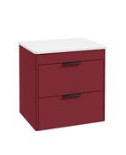 REED Wall Hung 60cm Two Drawer Countertop Vanity Unit Ruby Fern &amp; Handles image