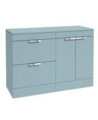 STOCKHOLM Floorstanding 120cm Two Drawer/Two Door Countertop Unit Matt Morning Sky Blue &amp; Handles image