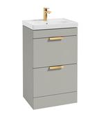 STOCKHOLM Floorstanding 50cm Two Drawer Unit Matt Arctic Grey &amp; Handles image