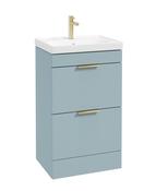STOCKHOLM Floorstanding 50cm Two Drawer Unit Matt Morning Sky Blue &amp; Handles image