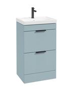 STOCKHOLM Floorstanding 50cm Two Drawer Unit Matt Morning Sky Blue &amp; Handles image