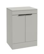 STOCKHOLM Floorstanding 60cm Two Door Countertop Unit Matt Arctic Grey &amp; Handles image
