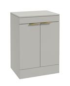 STOCKHOLM Floorstanding 60cm Two Door Countertop Unit Matt Arctic Grey &amp; Handles image