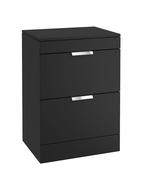STOCKHOLM Floorstanding 60cm Two Drawer Countertop Unit Matt Black &amp; Handles image