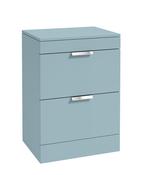 STOCKHOLM Floorstanding 60cm Two Drawer Countertop Unit Matt Morning Sky Blue & Handles