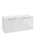 STOCKHOLM Wall Hung 120cm Four Door Countertop Unit Gloss White &amp; Handle image