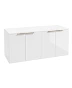 STOCKHOLM Wall Hung 120cm Four Door Countertop Unit Gloss White &amp; Handle image