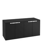STOCKHOLM Wall Hung 120cm Four Door Countertop Unit Matt Black &amp; Handle image