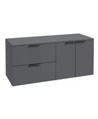 STOCKHOLM Wall Hung 120cm Two Drawer/Two Door Countertop Unit Matt Midnight Grey &amp; Handles image