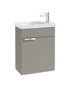 STOCKHOLM Wall Hung 50cm Single Door Cloakroom Unit Matt Arctic Grey &amp; Brushed Handle image