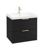 STOCKHOLM Wall Hung 60cm Two Drawer Unit Matt Black &amp; Handles image