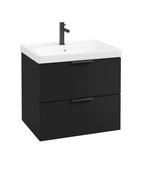 STOCKHOLM Wall Hung 60cm Two Drawer Unit Matt Black &amp; Handles image