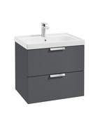 STOCKHOLM Wall Hung 60cm Two Drawer Unit Matt Midnight Grey &amp; Handles image