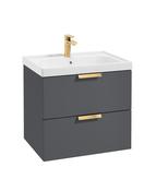 STOCKHOLM Wall Hung 60cm Two Drawer Unit Matt Midnight Grey &amp; Handles image