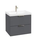 STOCKHOLM Wall Hung 60cm Two Drawer Unit Matt Midnight Grey &amp; Handles image
