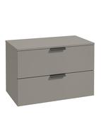 STOCKHOLM Wall Hung 80cm Two Drawer Countertop Unit Matt Khaki &amp; Handles image