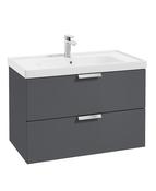 STOCKHOLM Wall Hung 80cm Two Drawer Unit Matt Midnight Grey &amp; Handles image