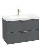 STOCKHOLM Wall Hung 80cm Two Drawer Unit Matt Midnight Grey &amp; Handles image