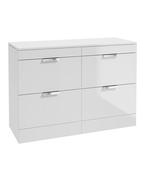 STOCKHOLM Floorstanding 120cm Four Drawer Countertop Unit Gloss White &amp; Handle image