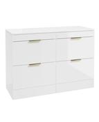 STOCKHOLM Floorstanding 120cm Four Drawer Countertop Unit Gloss White &amp; Handle image