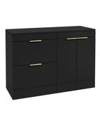 STOCKHOLM Floorstanding 120cm Two Drawer/Two Door Countertop Unit Matt Black &amp; Handles image