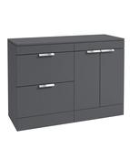 STOCKHOLM Floorstanding 120cm Two Drawer/Two Door Countertop Unit Matt Midnight Grey &amp; Handles image
