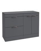 STOCKHOLM Floorstanding 120cm Two Drawer/Two Door Countertop Unit Matt Midnight Grey &amp; Handles image