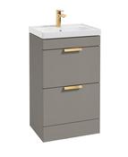 STOCKHOLM Floorstanding 50cm Two Drawer Unit Matt Khaki &amp; Handles image