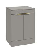 STOCKHOLM Floorstanding 60cm Two Door Countertop Unit Matt Khaki &amp; Handles image