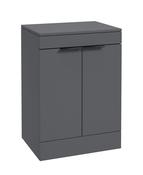 STOCKHOLM Floorstanding 60cm Two Door Countertop Unit Matt Midnight Grey &amp; Handles image