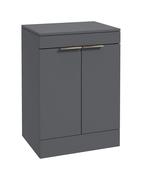 STOCKHOLM Floorstanding 60cm Two Door Countertop Unit Matt Midnight Grey &amp; Handles image