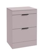 STOCKHOLM Floorstanding 60cm Two Drawer Countertop Unit Matt Cashmere Pink &amp; Handles image