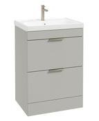 STOCKHOLM Floorstanding 60cm Two Drawer Unit Matt Arctic Grey &amp; Handles image