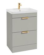 STOCKHOLM Floorstanding 60cm Two Drawer Unit Matt Arctic Grey &amp; Handles image