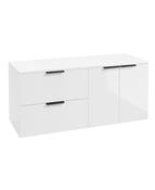 STOCKHOLM Wall Hung 120cm Two Drawer/Two Door Countertop Unit Gloss White &amp; Handles image