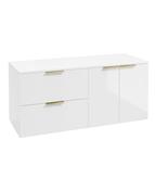 STOCKHOLM Wall Hung 120cm Two Drawer/Two Door Countertop Unit Gloss White &amp; Handles image