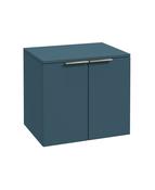STOCKHOLM Wall Hung 60cm Two Door Countertop Unit Matt Ocean Blue &amp; Handles image